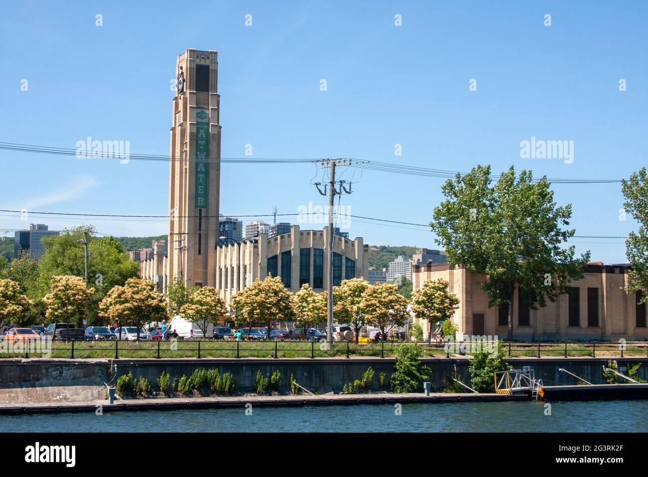 The Atwater Market in Montreal as seen across the Lachine Canal Stock Photo