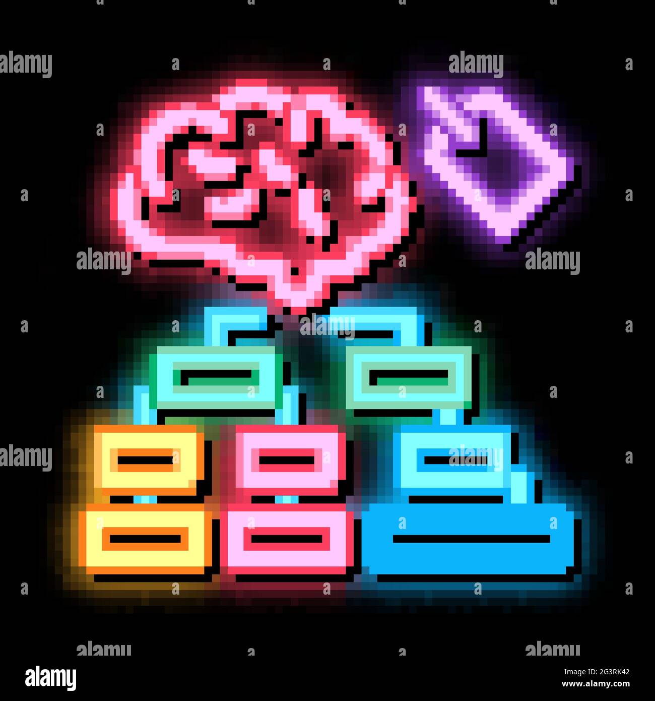 brain label hierarchy chart neon glow icon illustration Stock Vector ...