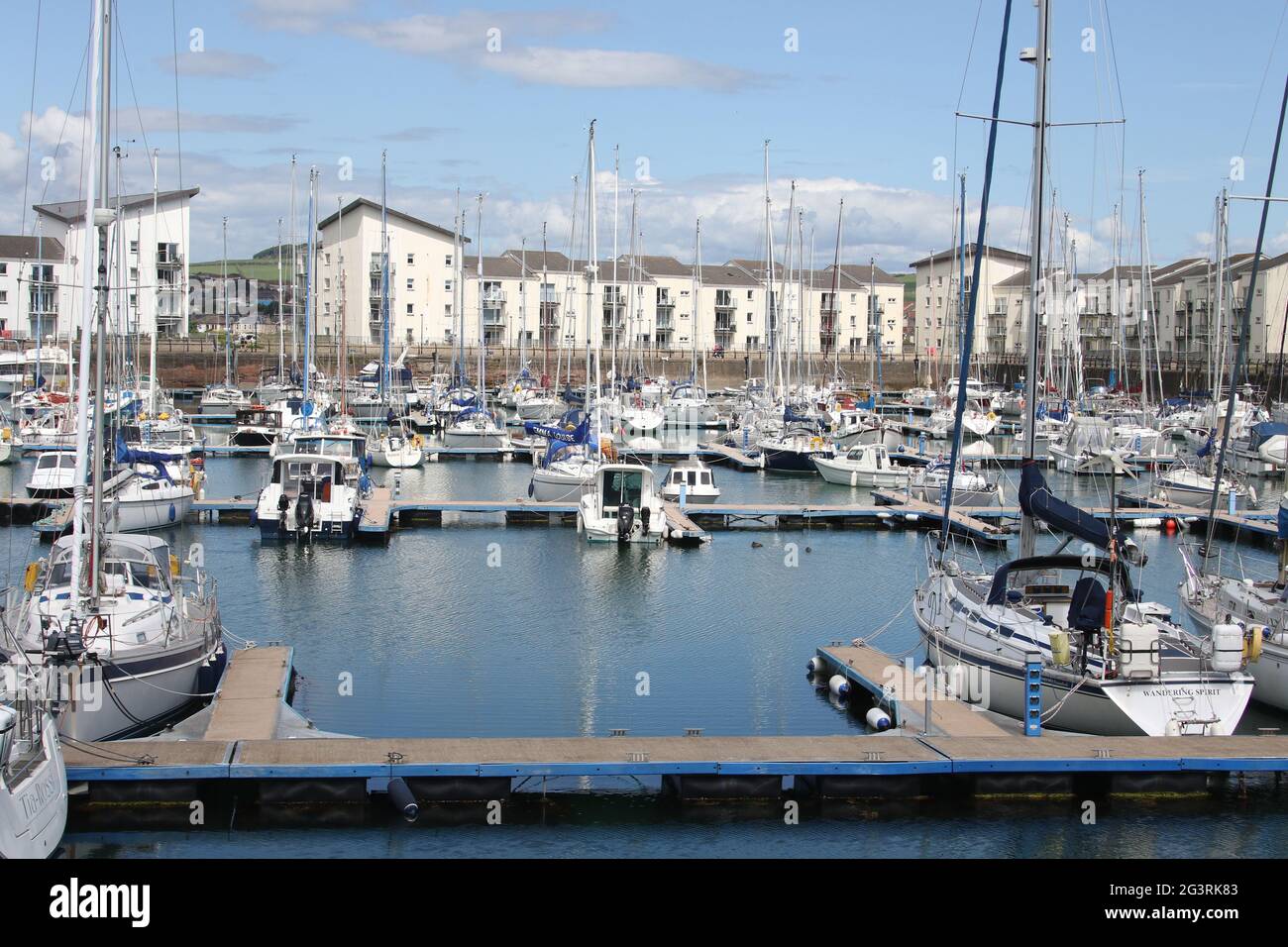 Ardrossan Marina, North Ayrshire, Scotland UK. 17 June 2021. Yachts berthed at the marina on the West Coast of Scotland. Stock Photo