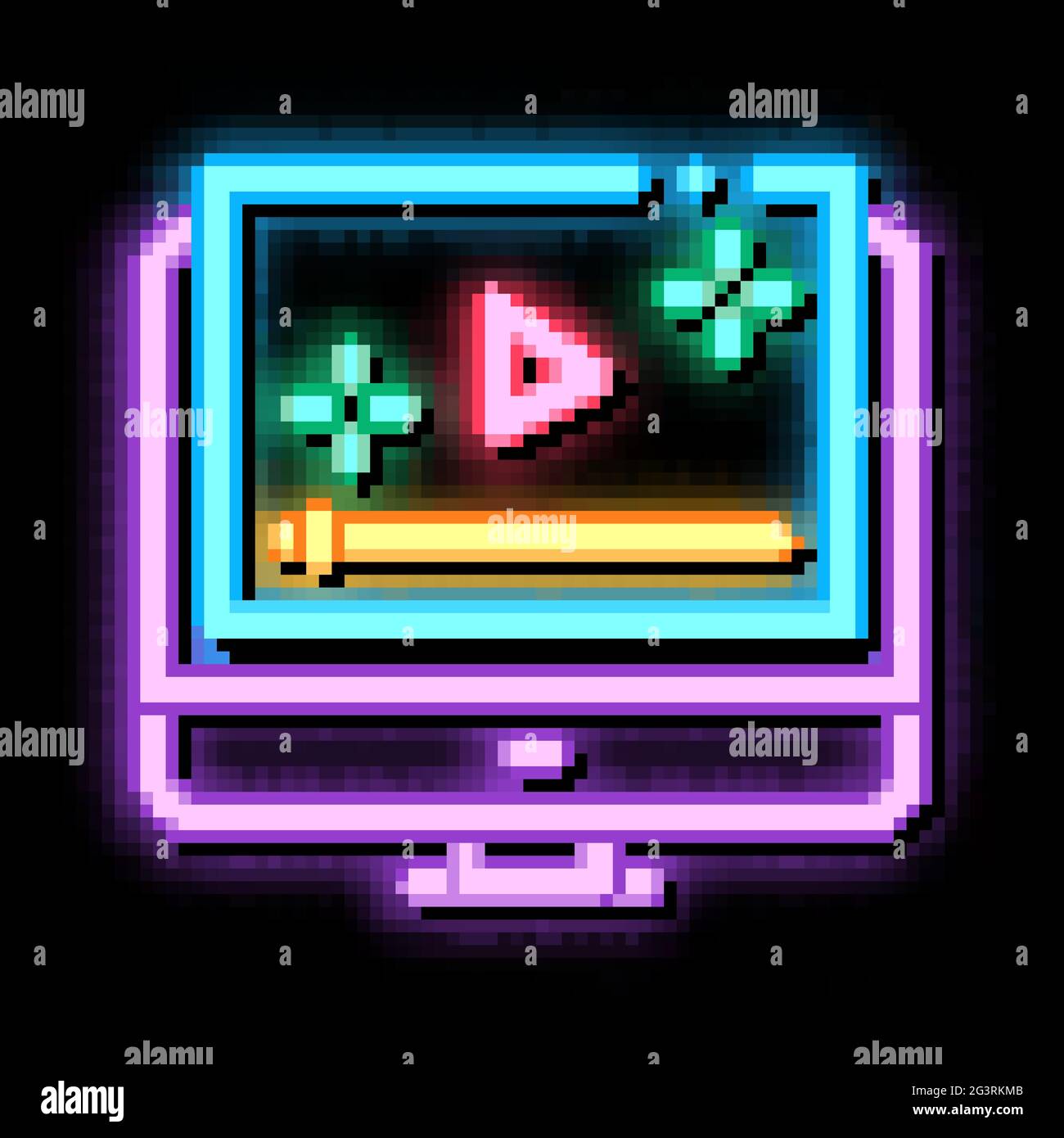 video player computer screen neon glow icon illustration Stock Vector ...