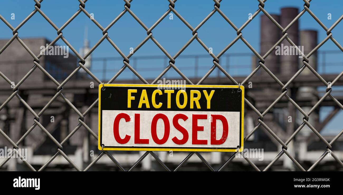 Sign: FACTORY CLOSED Stock Photo
