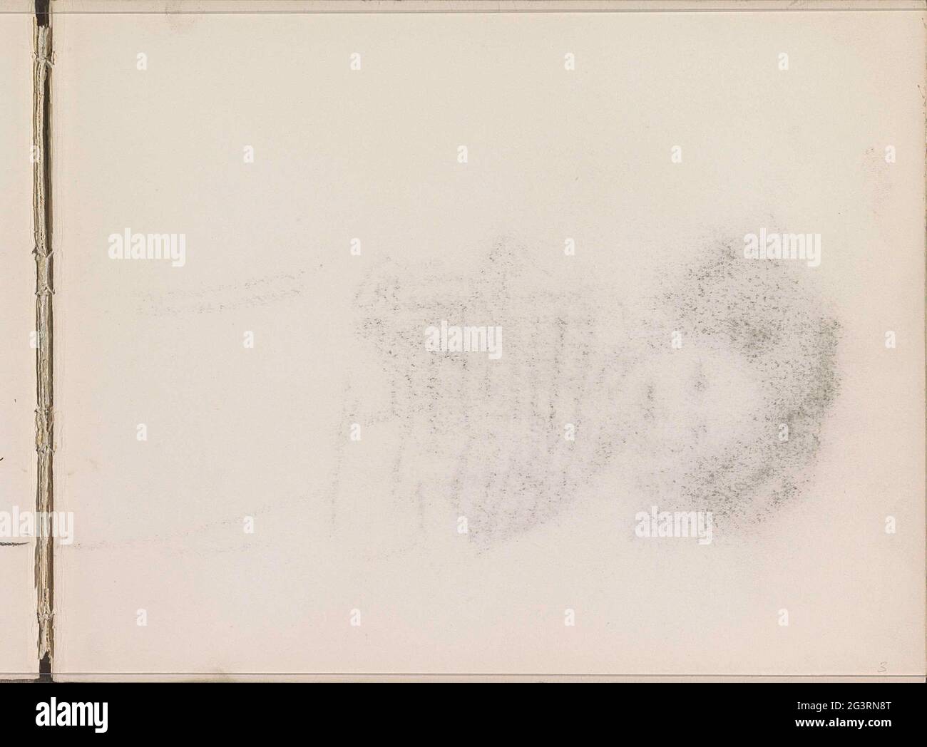 Abkatensch of the chalk drawing on leaf 2 verso. Leaf 3 Recto from sketchbook VII with 26 sheets. Stock Photo