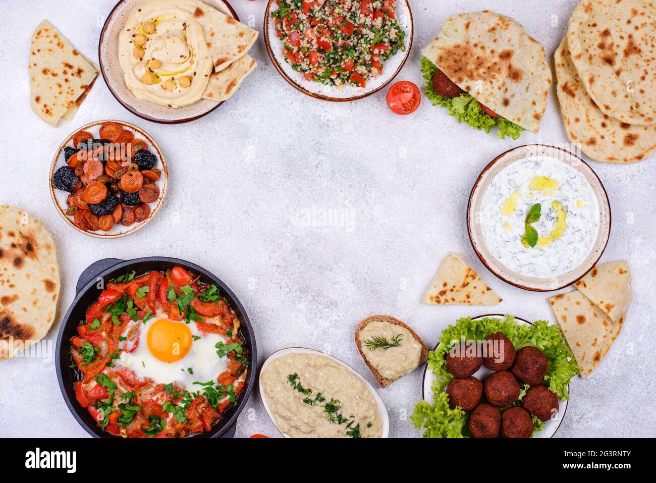 Traditional Jewish, Israeli and middle Eastern food Stock Photo