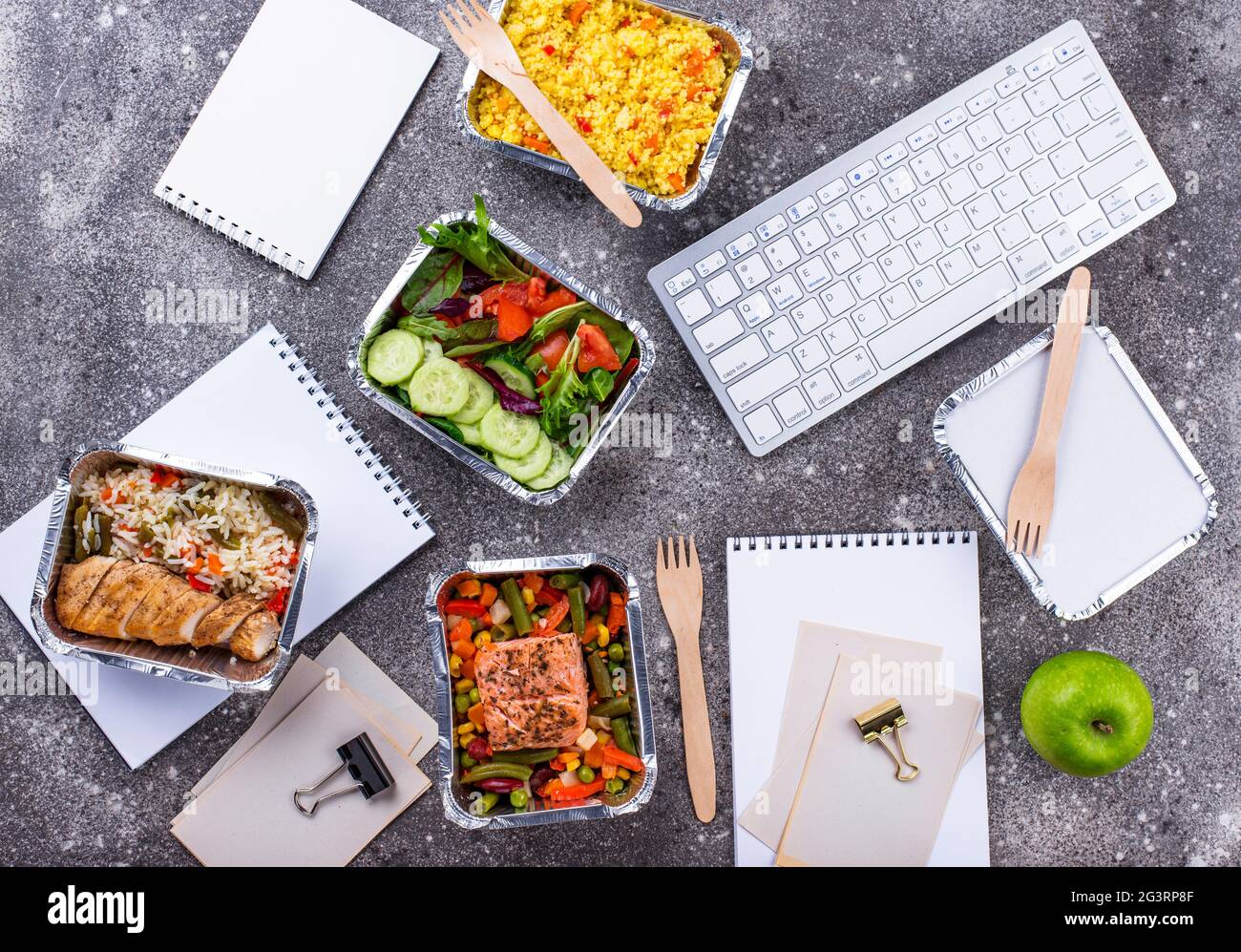 Lunch time in office. Food delivery Stock Photo Alamy
