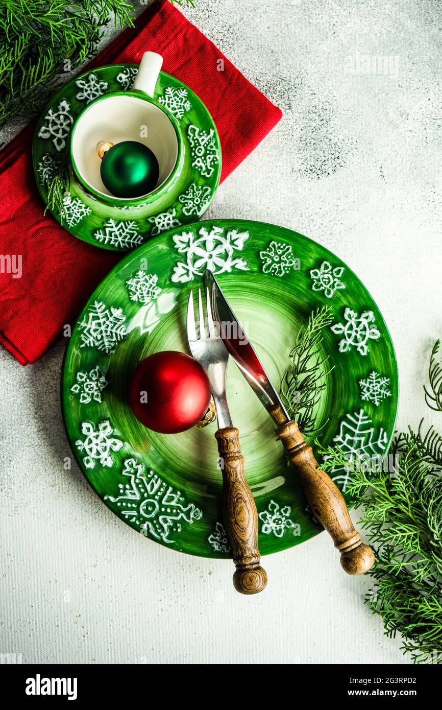 Christmas table setting Stock Photo