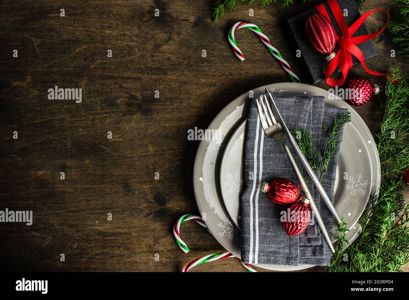Christmas table setting Stock Photo