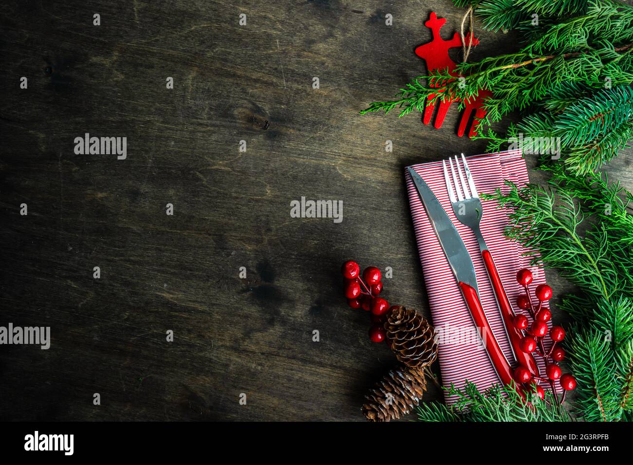 Christmas table setting Stock Photo