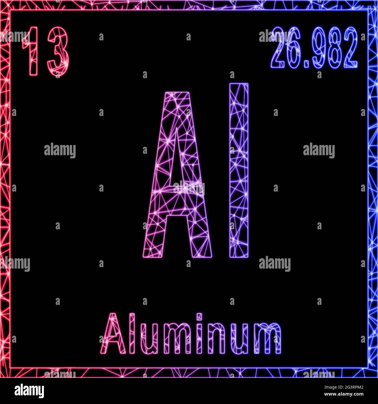 Aluminum chemical element, Sign with atomic number and atomic weight