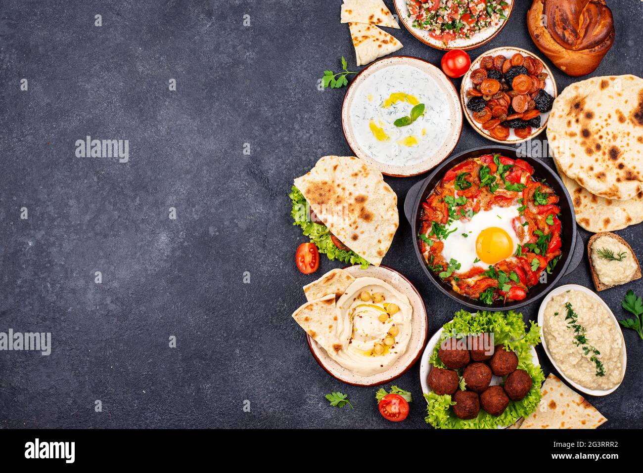 Traditional Jewish, Israeli and middle Eastern food Stock Photo