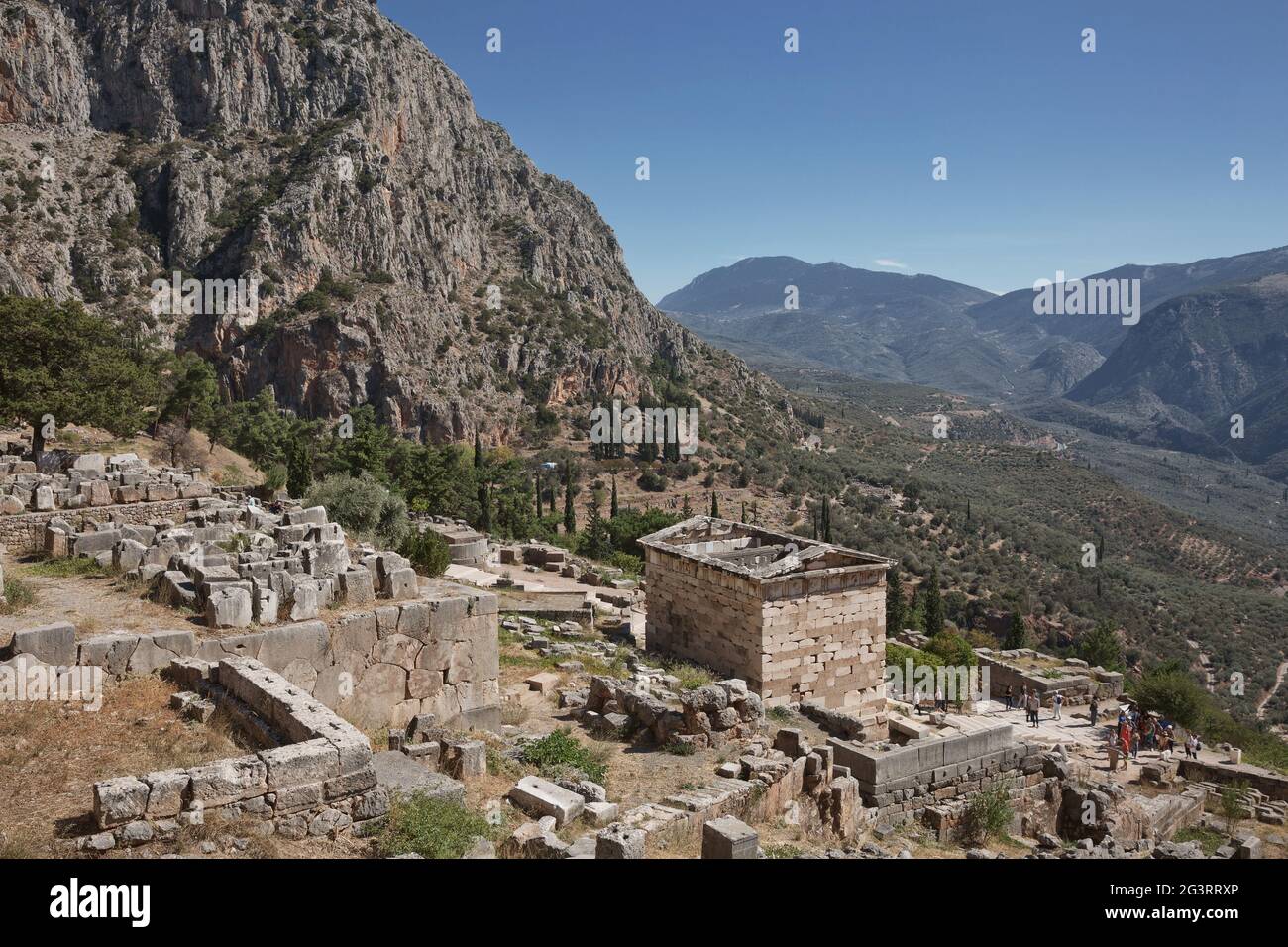 Archaelogical site of Delphi, Greece. Delphi is ancient sanctuary that grew rich as seat of oracle Stock Photo