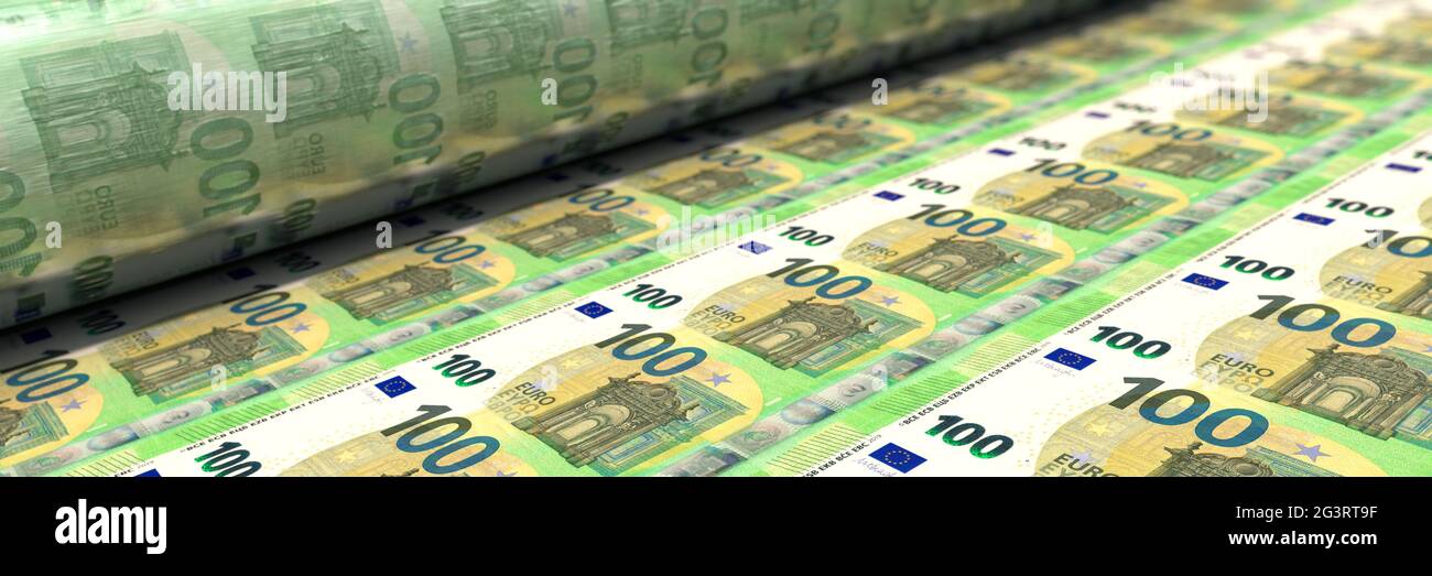 100 euro notes are printed Stock Photo