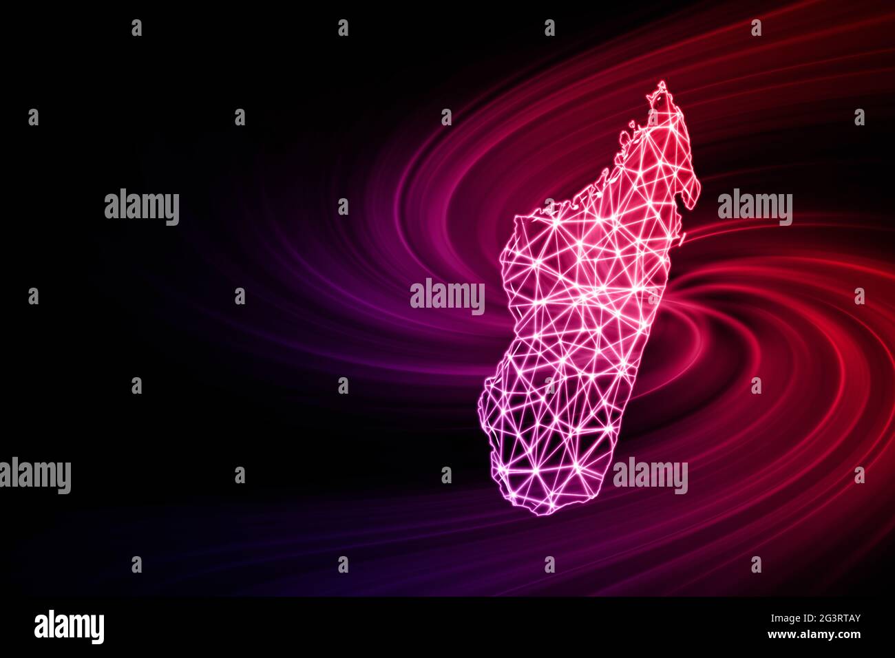 Map of Madagascar, Polygonal mesh line map, modern map Stock Photo - Alamy