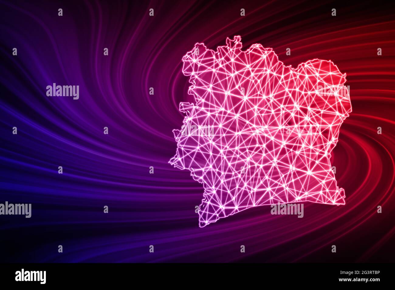 Map of Ivory Coast, Polygonal mesh line map, modern map Stock Photo - Alamy