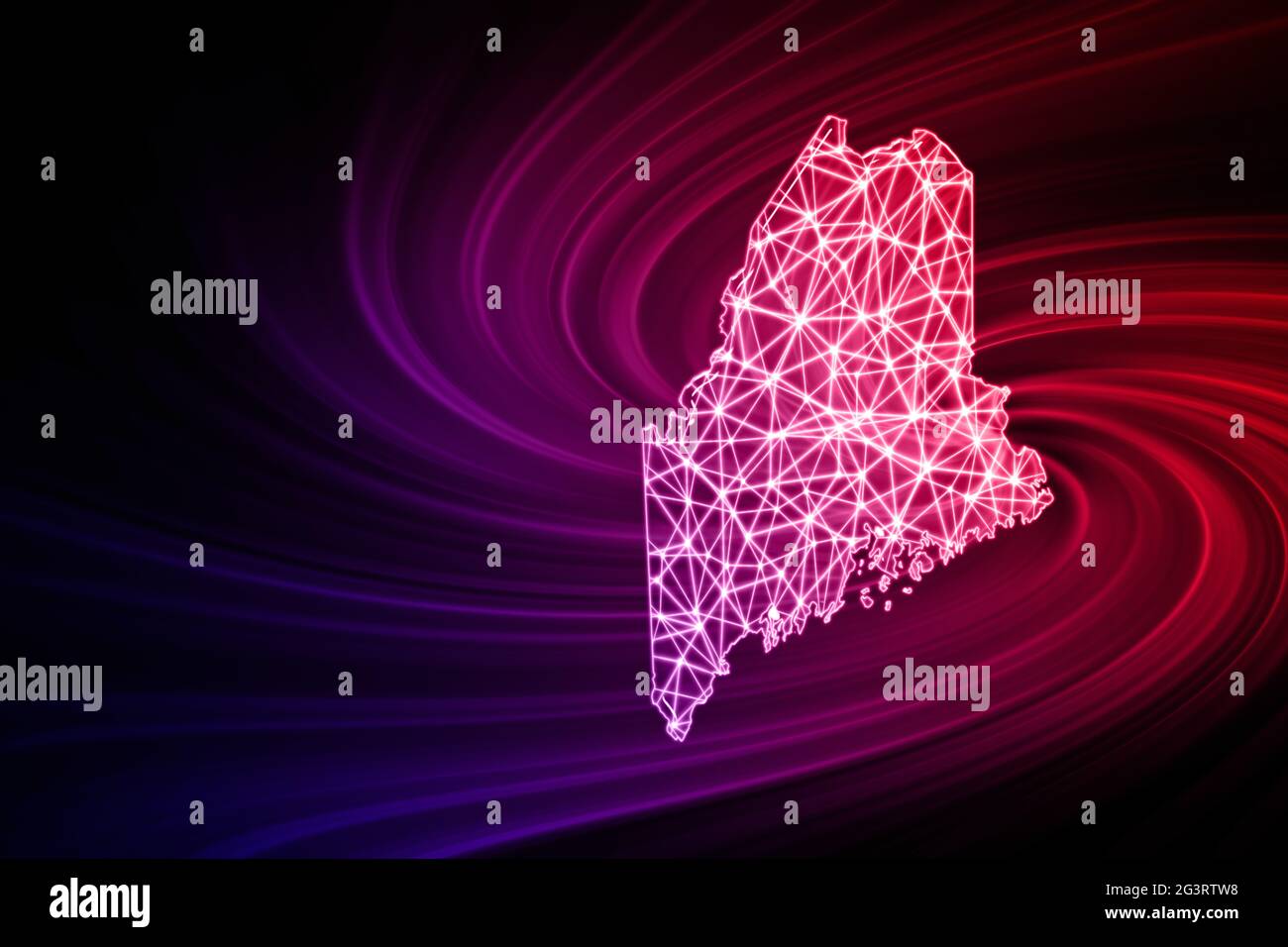 Map of Maine, Polygonal mesh line map, modern map Stock Photo - Alamy
