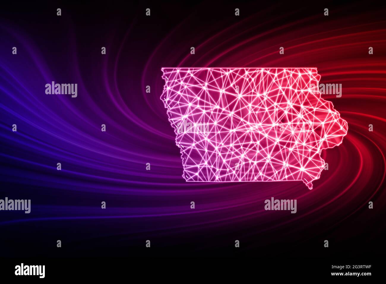 Iowa Distribution Line Map Map of Iowa, Polygonal mesh line map, modern map Stock Photo - Alamy