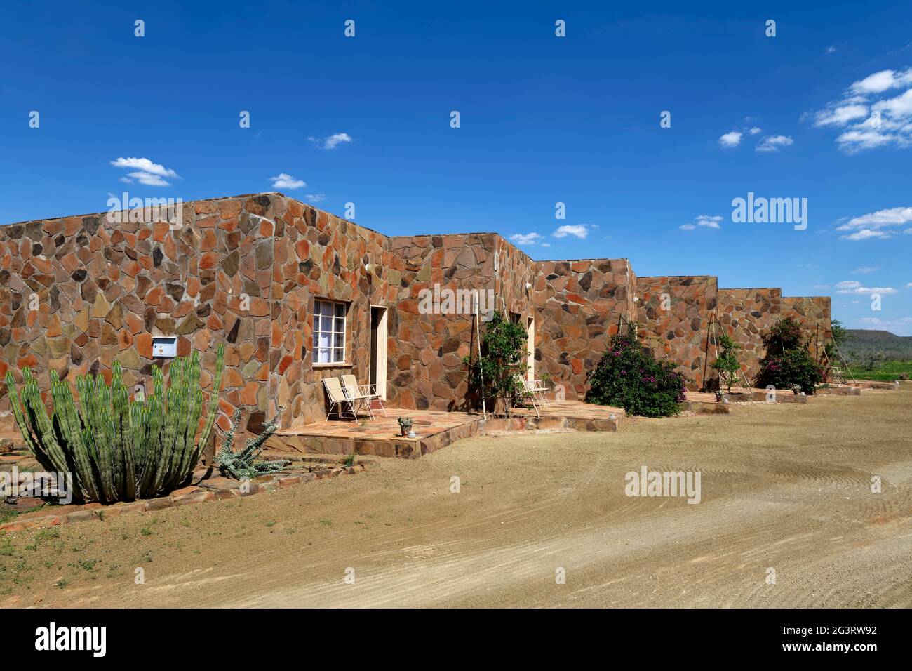 Bungalows on Namseb Lodge near Maltahöhe, Hardap Region, Namibia Stock Photo