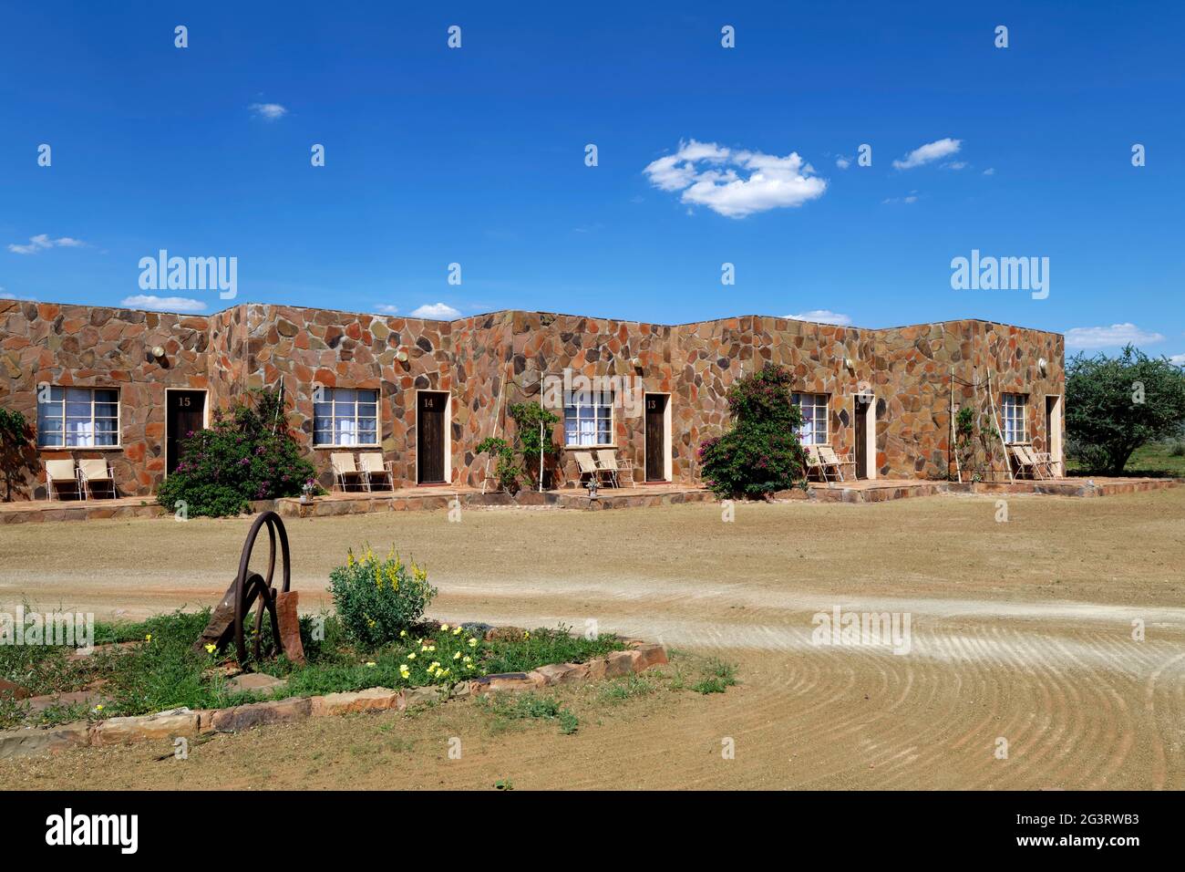 Bungalows on Namseb Lodge near Maltahöhe, Hardap Region, Namibia Stock Photo