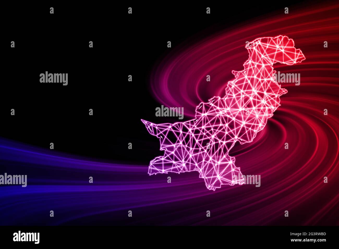 Map of Pakistan, Polygonal mesh line map, modern map Stock Photo - Alamy