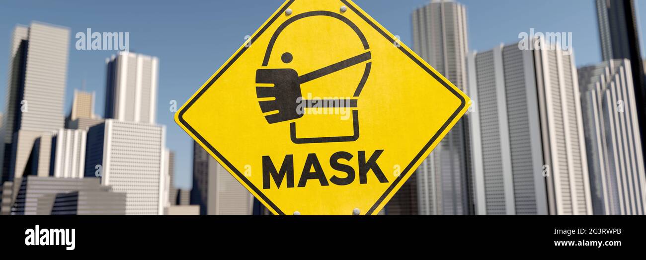 Mask sign in the city Stock Photo
