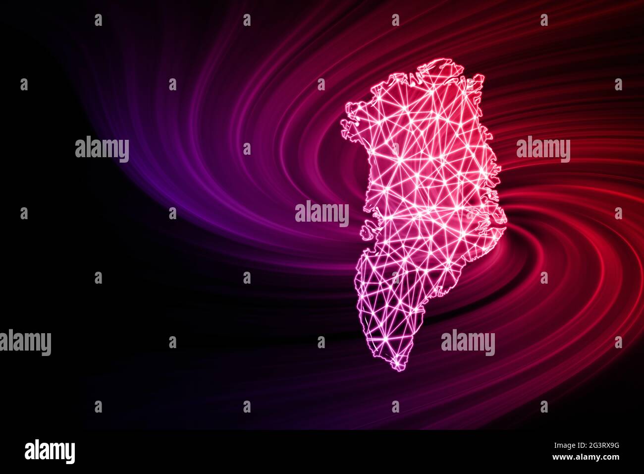 Map of Greenland, Polygonal mesh line map, modern map Stock Photo - Alamy