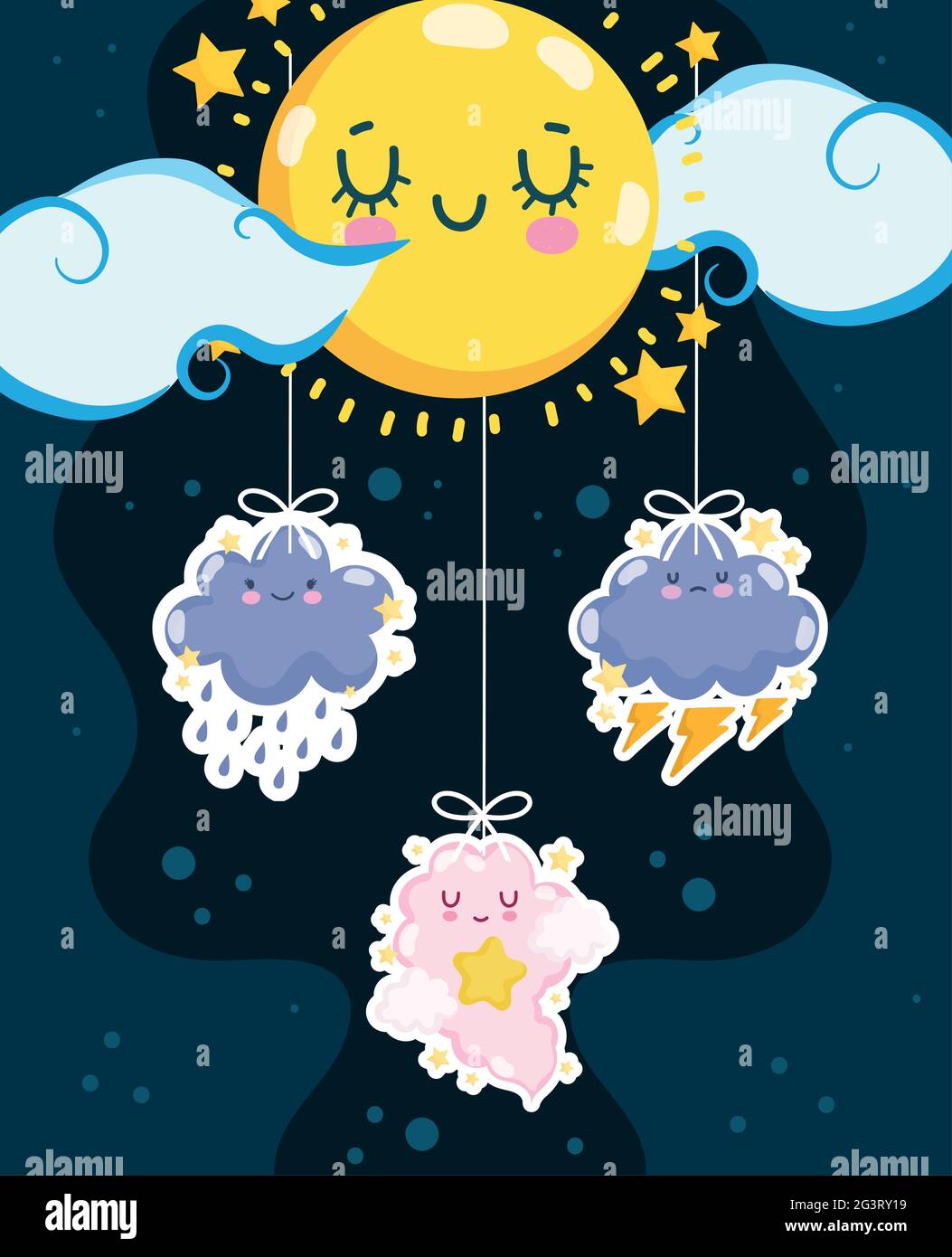 cute moon clouds Stock Vector Image & Art - Alamy
