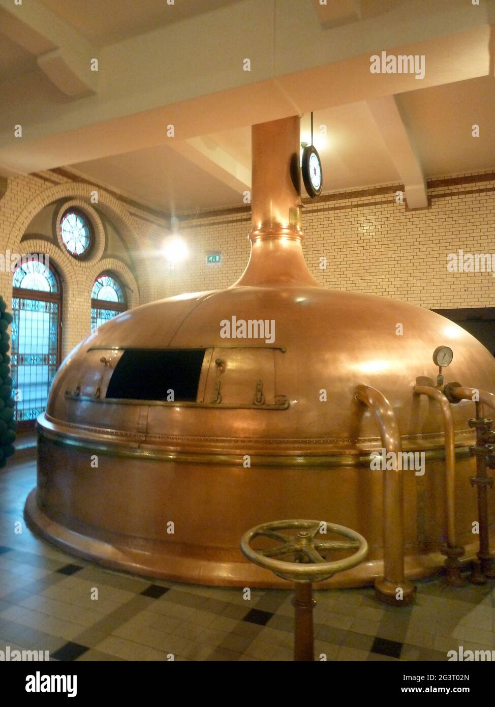 beer brewing kettle in an old brewery building, Germany, Bavaria Stock Photo