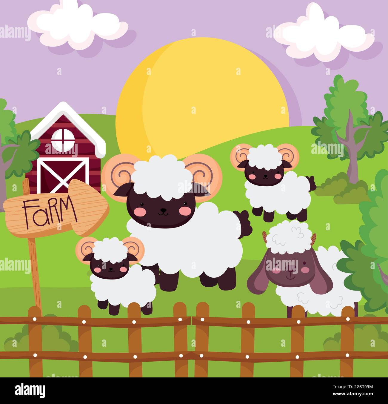 cute farm sheeps Stock Vector Image & Art - Alamy