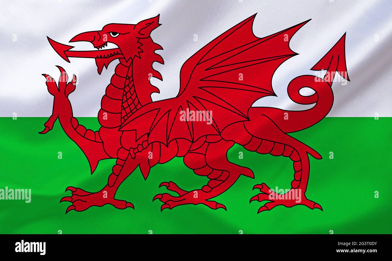 flag of Wales, United Kingdom, Wales Stock Photo