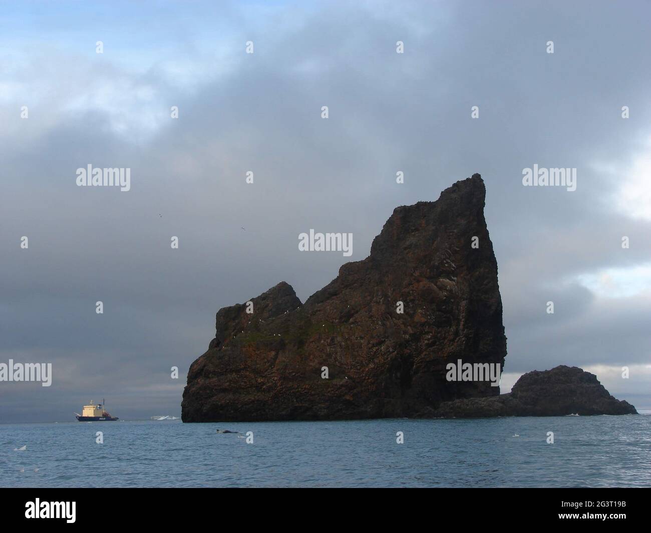 Cape Tegethoff in Batents Sea with Icebreaker Stock Photo - Alamy