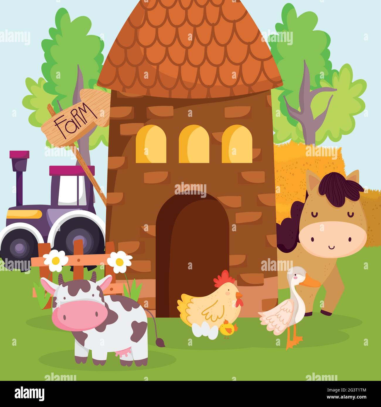 cute farm animals Stock Vector Image & Art - Alamy