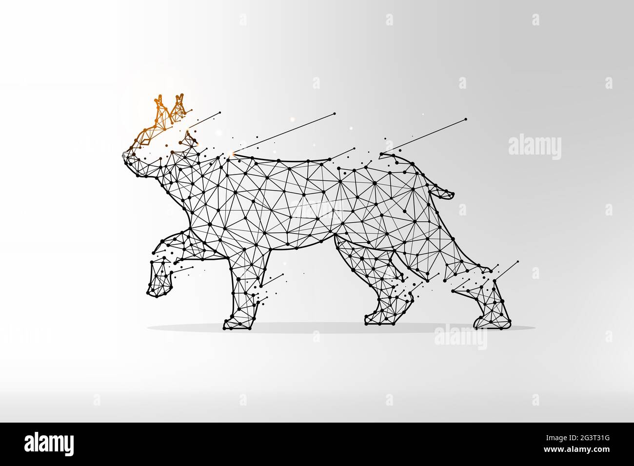 Lynx in polygonal style. Wild cat made from lines and dots. Abstract art Stock Photo