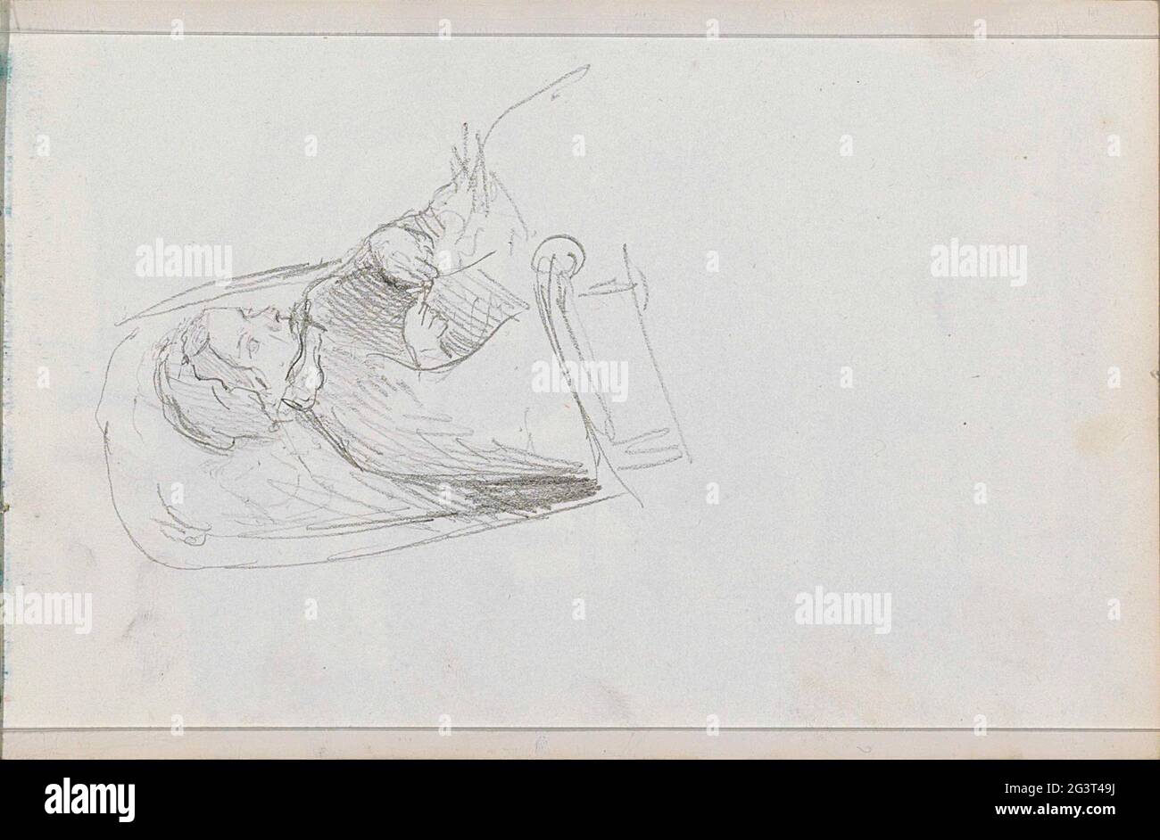 Hand-acting woman in a chair. Leaf 6 Recto from a sketchbook with 29 ...