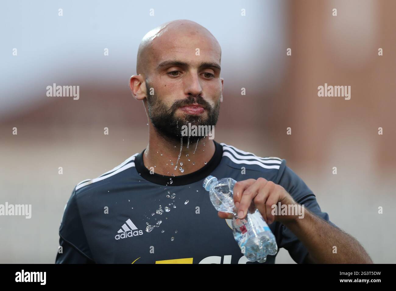 Alessandria, Italy. 17th June, 2021. Luca Parodi of US Alessandria drinks  water after being substituted during the Serie C match at Stadio Giuseppe  Moccagatta - Alessandria, Torino. Picture credit should read: Jonathan