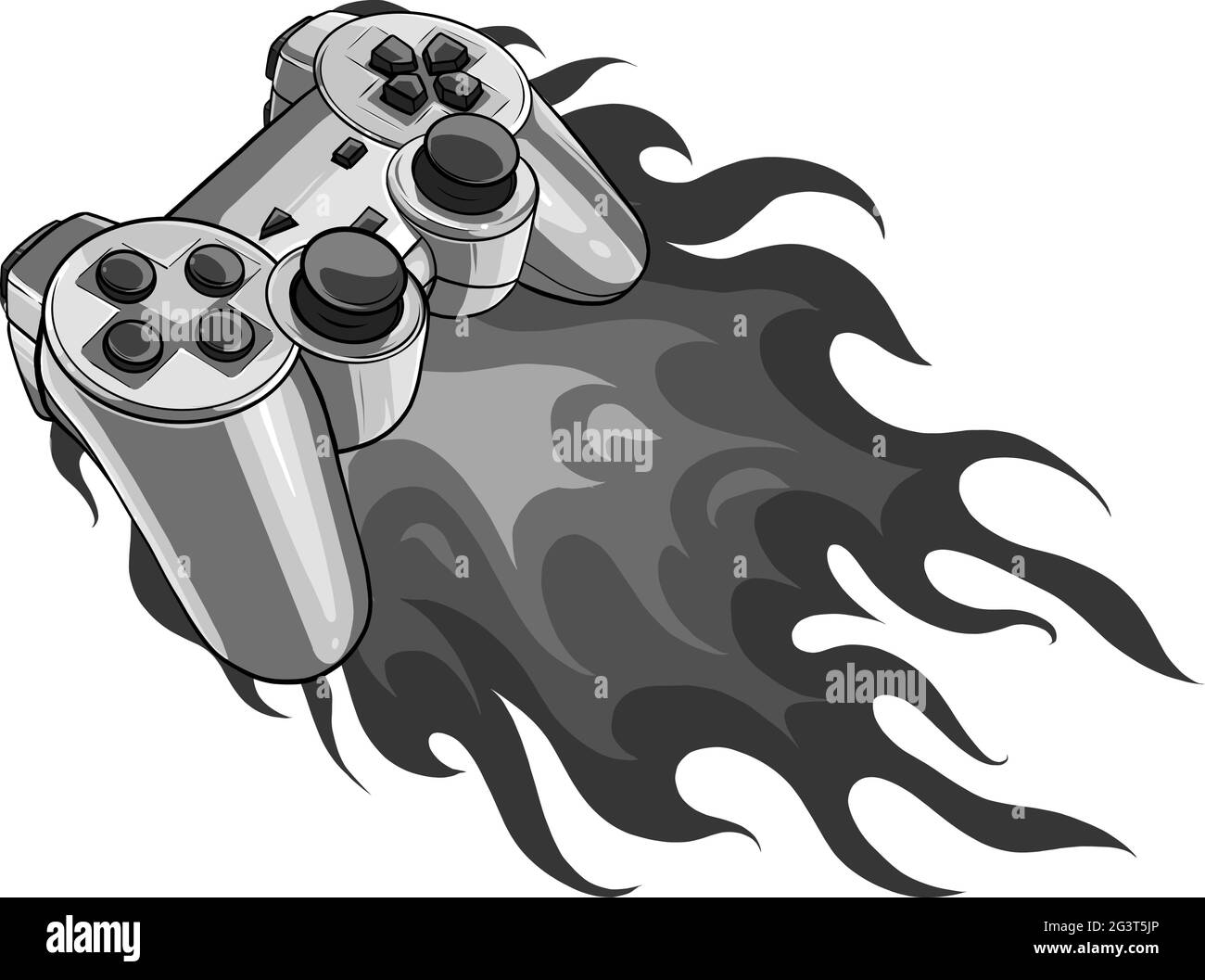 game pad with a fire for gaming vector Stock Vector