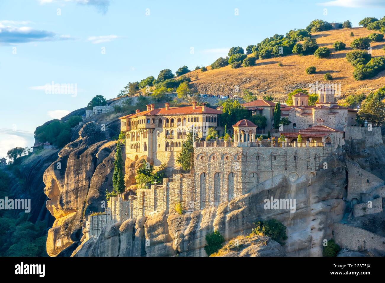 Large Greek Monastery on the Rock Stock Photo - Alamy