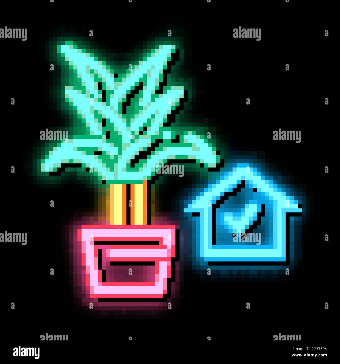 domestic potting flower neon glow icon illustration Stock Vector Image ...