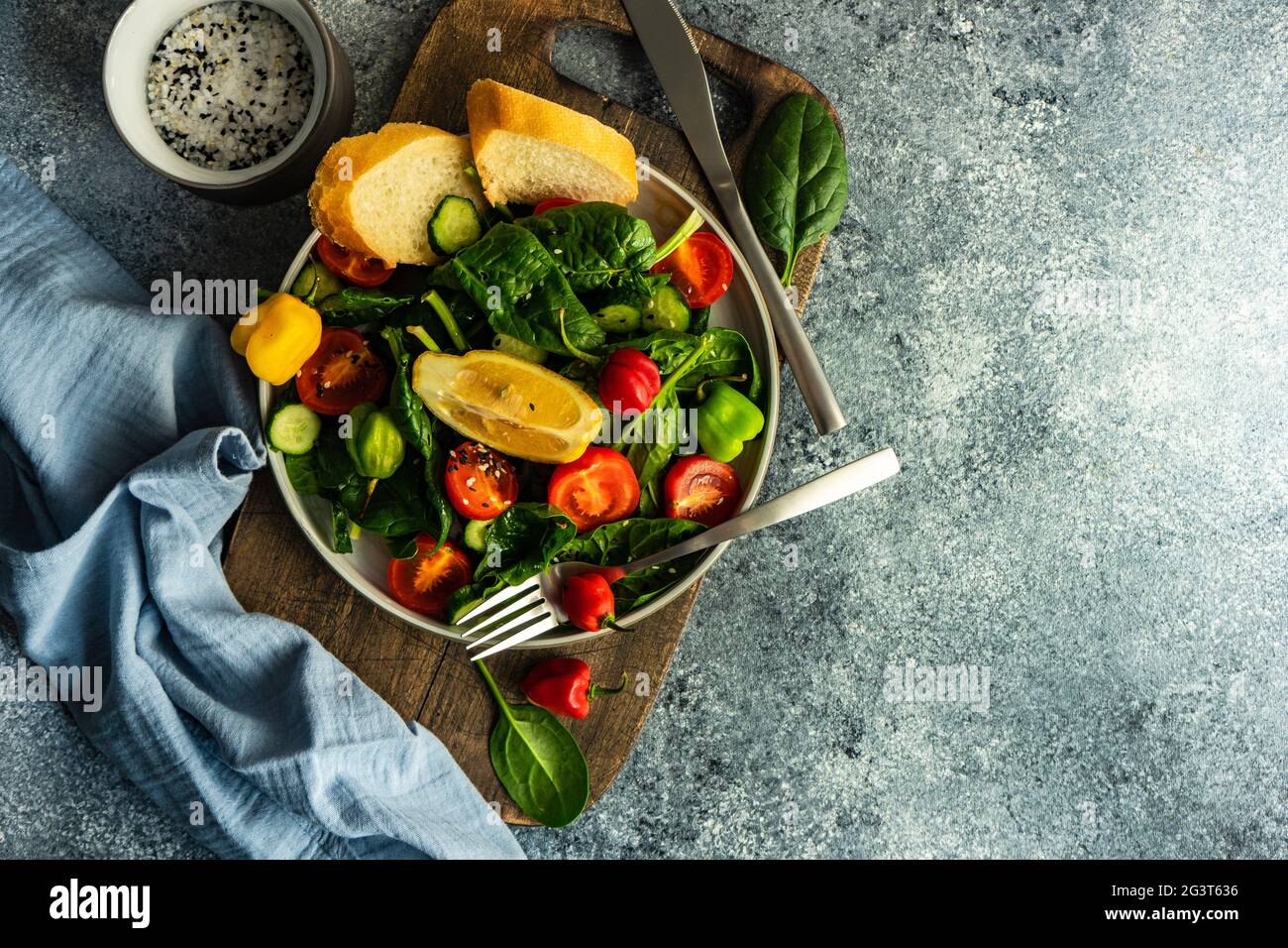Fresh organic salad with spinach Stock Photo