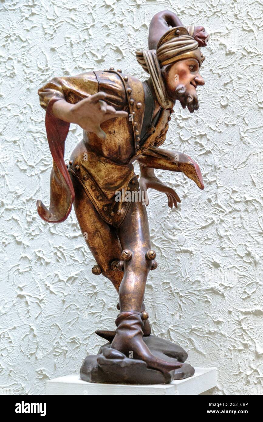 Moreska dancer wood ancient doll created by Erasmus Grasser in 1503 for Munich town hall. Stock Photo