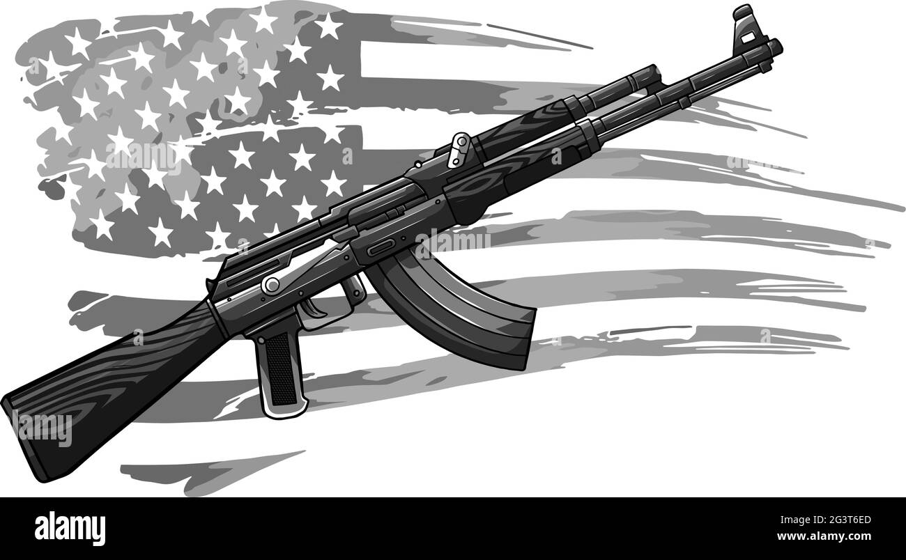 illustration of USA flag with an AK 47 Rifle Stock Vector