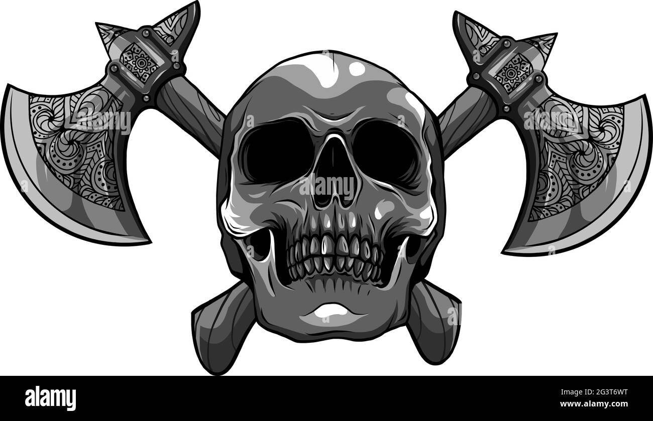 vector illustration of human skull with ax Stock Vector Image & Art - Alamy