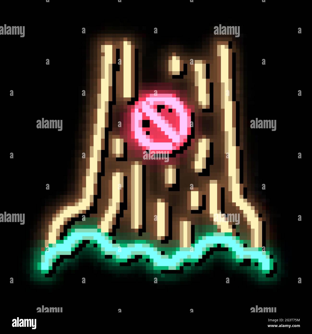 forbidden logging tree neon glow icon illustration Stock Vector Image ...