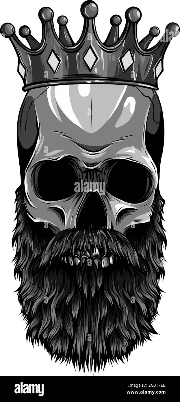 vector illustration of king skull with beard Stock Vector Image & Art ...
