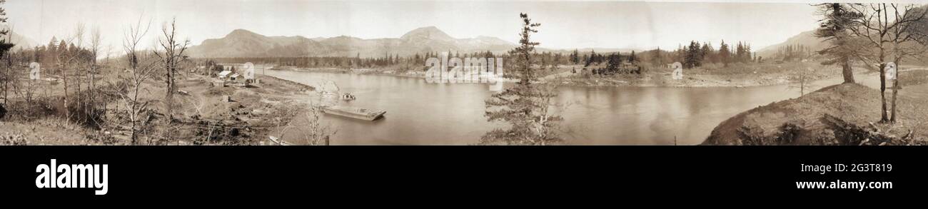 Bonneville Dam site, power & locks, Feb. 22, 1934, 12: P.M Stock Photo