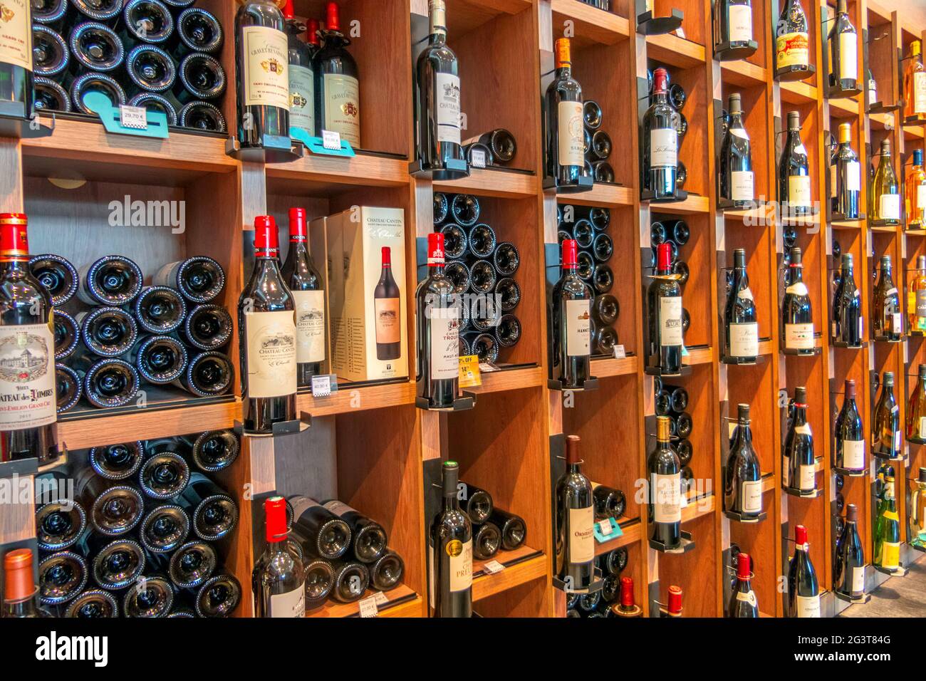 French Wine Shop Shelves Stock Photo