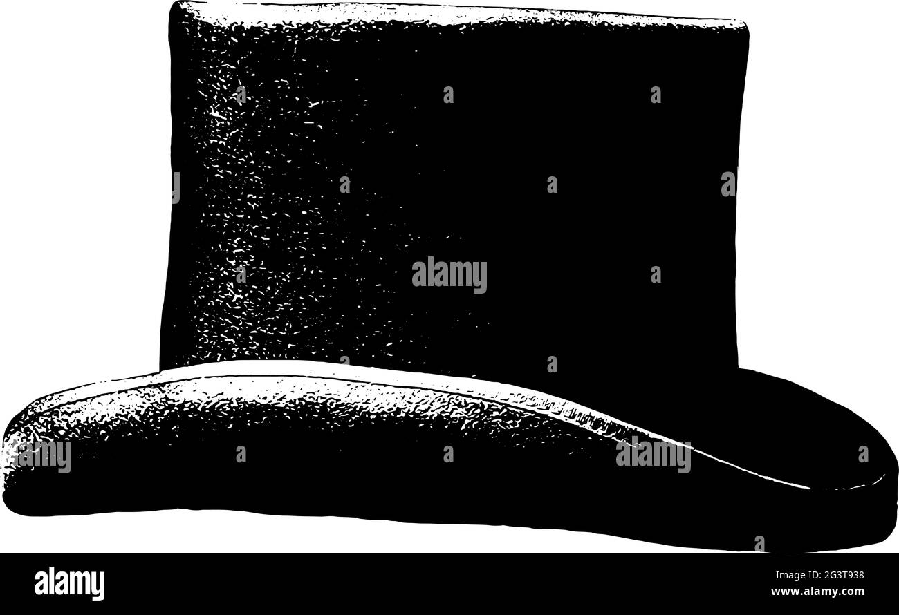 Black top hat vector illustration in black on white background Stock Vector