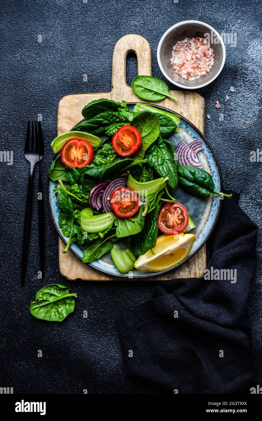 Spinach salad with sesame seeds Stock Photo