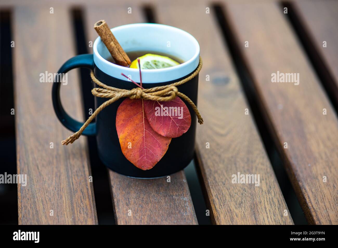 Mug with tea and lemon Stock Photo