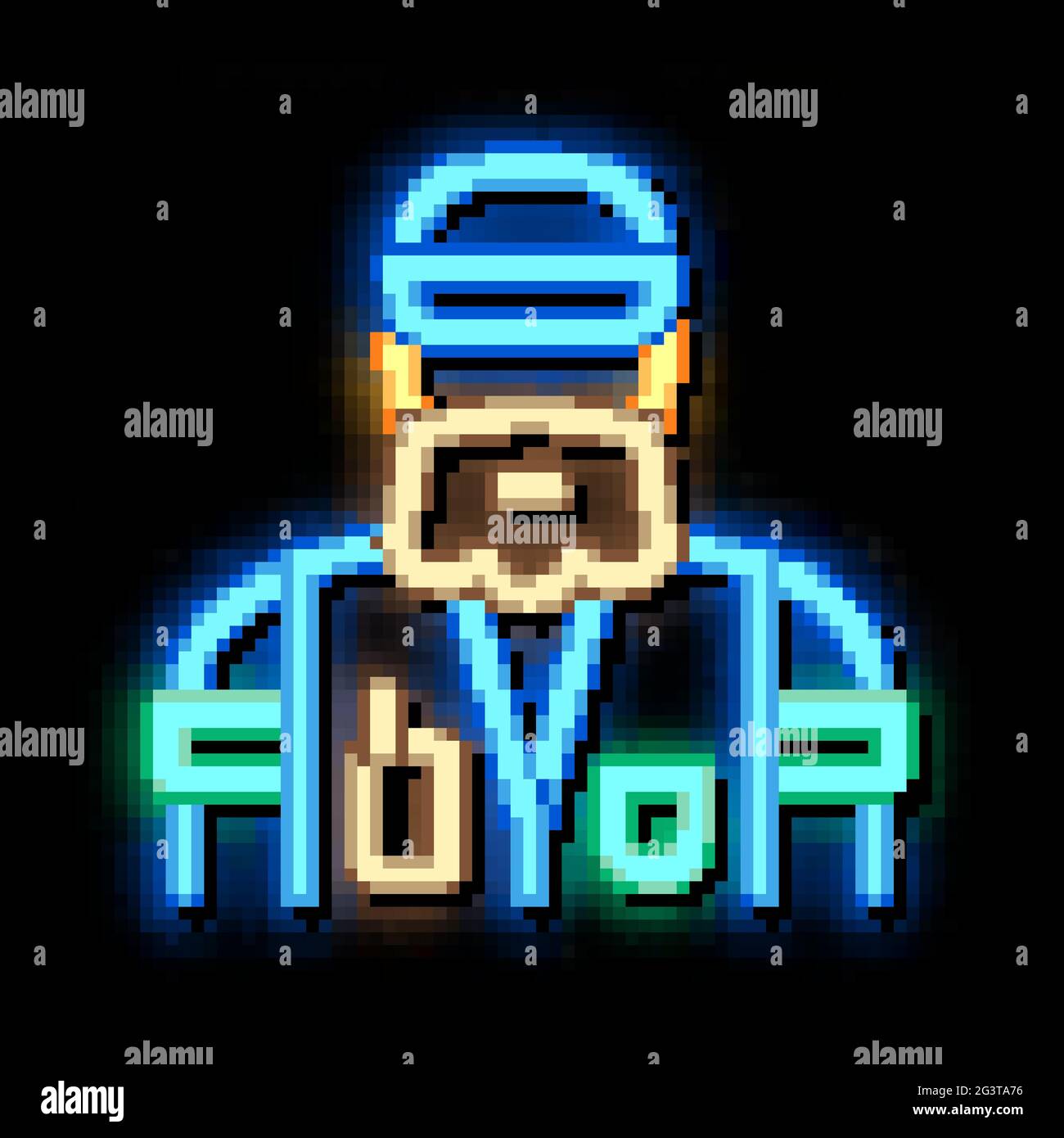 forester man neon glow icon illustration Stock Vector