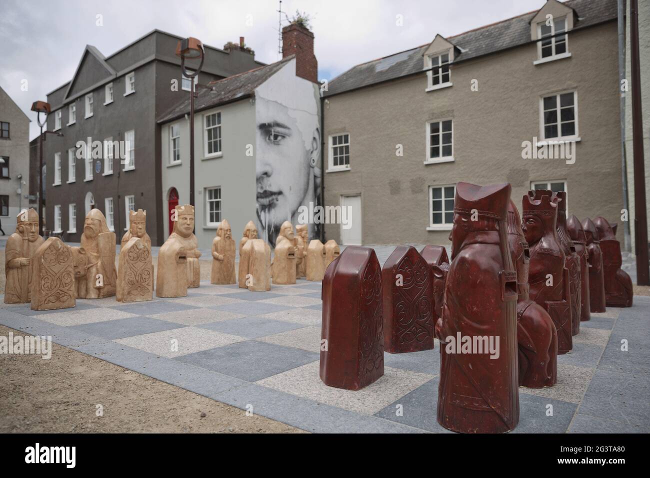 Chess Game in street of Waterford in the Republic of Ireland representing the Norman invasion in 1169 AD that have been set up i Stock Photo