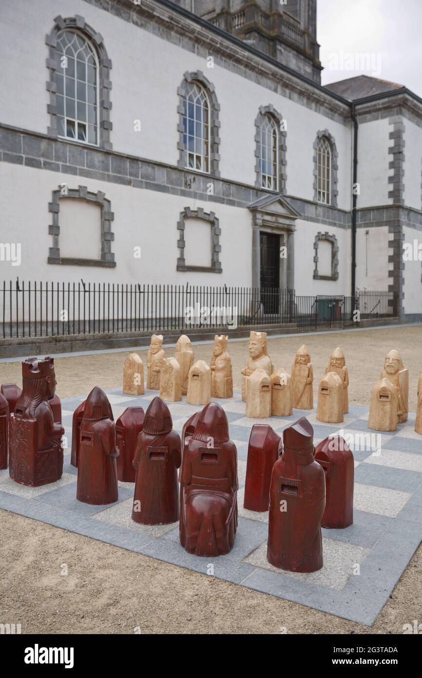 Chess Game in street of Waterford in the Republic of Ireland representing the Norman invasion in 1169 AD that have been set up i Stock Photo